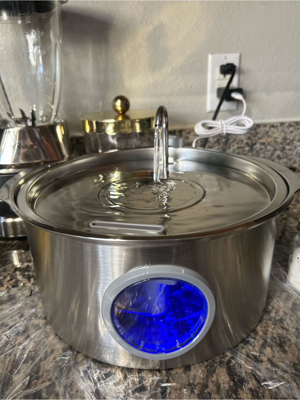 Stainless Steel Pet Water Fountain with Blue LED